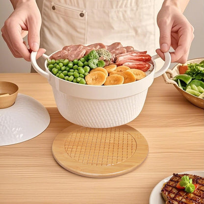 Bamboo Trivets for Hot Dishes, Hot Pots and Pans, 7.5 Inch Thick Heat Resistant Large Coaster for Kitchen, Hot Pads, Kitchen Essentials, Kitchen Decor for Table & Countertop, 2 round +2 Square