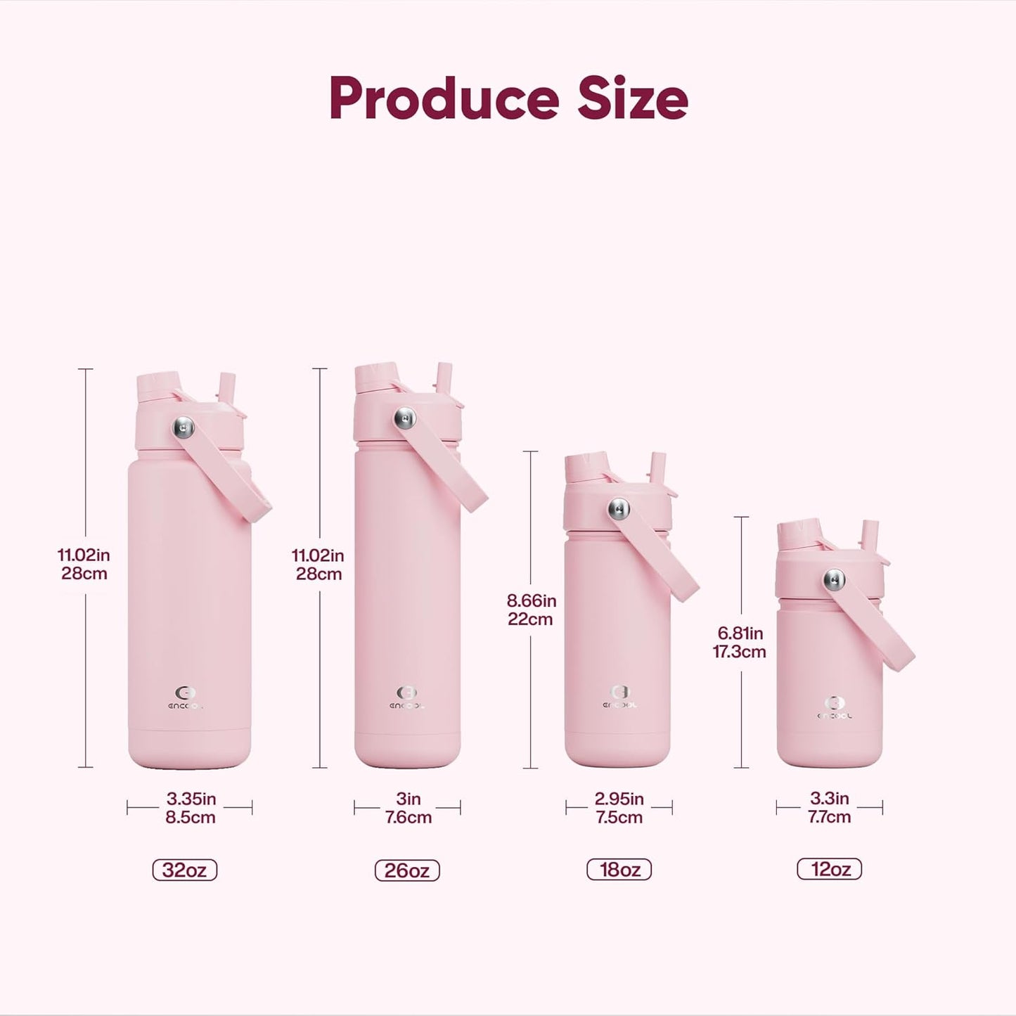 Insulated Water Bottle with Straw -  Stainless Steel Water Bottle, Leak-Proof, Bpa-Free, Double Wall Vacuum Keeps Cold for 24 Hours for Sports, Travel, School (26 Oz, Cotton Candy)