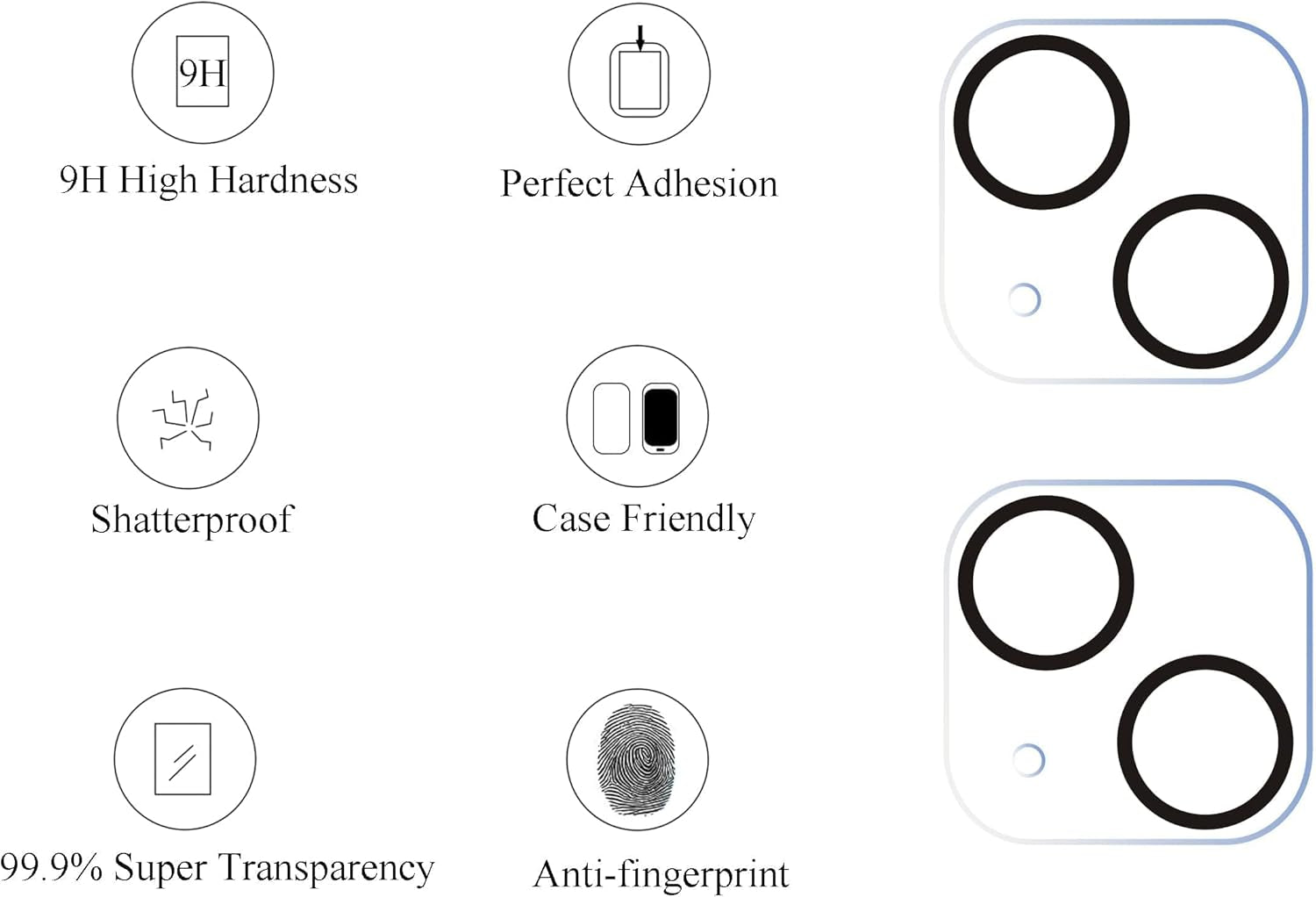 Glass Screen Protector Compatible for Iphone 13 & 13 Mini [5.4 & 6.1 Inch] 3 Pack Tempered Glass & Camera Lens Protector