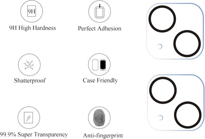 Glass Screen Protector Compatible for Iphone 13 & 13 Mini [5.4 & 6.1 Inch] 3 Pack Tempered Glass & Camera Lens Protector