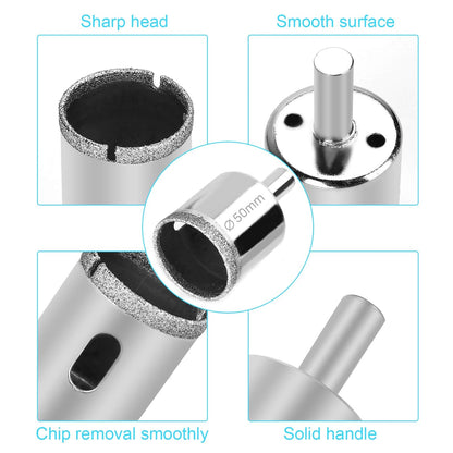 15 Pcs Diamond Drill Bits for Ceramic, Diamond Hole Saw Drill Bit Set Kit, Premium Glass Drill Bit for Bottles,Pots, Marble, Granite Stone, Tile Cutting 0.23 Inch - 2 Inch（6Mm - 50Mm）