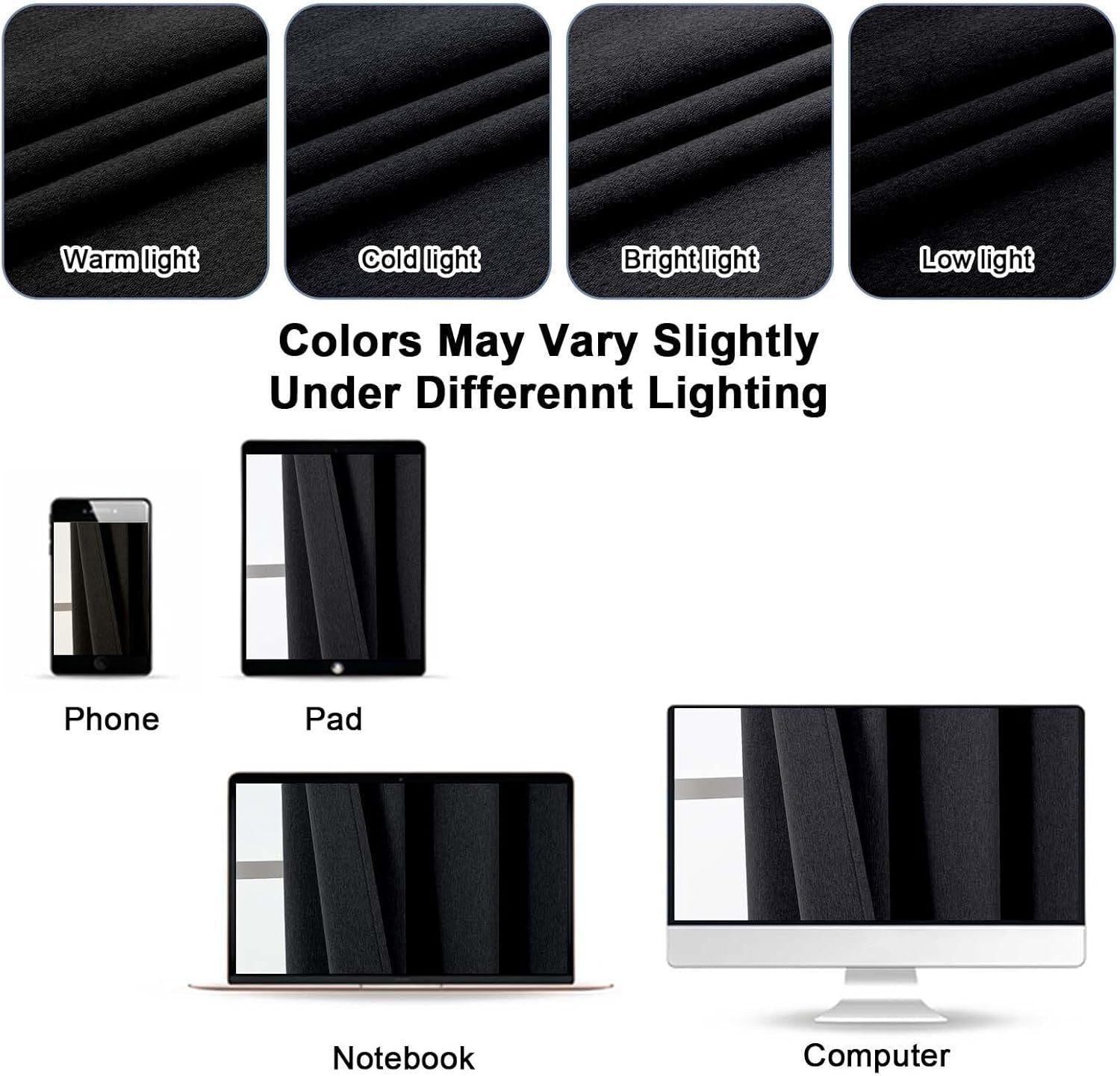 Total Black Blackout Curtains 63 Inch Length 2 Panels for Bedroom Living Room, Solid Thermal Insulated Soundproof Energy Saving Grommet Widow Treatment Curtain Blackout Drapes, 40"Wx63"L, Black